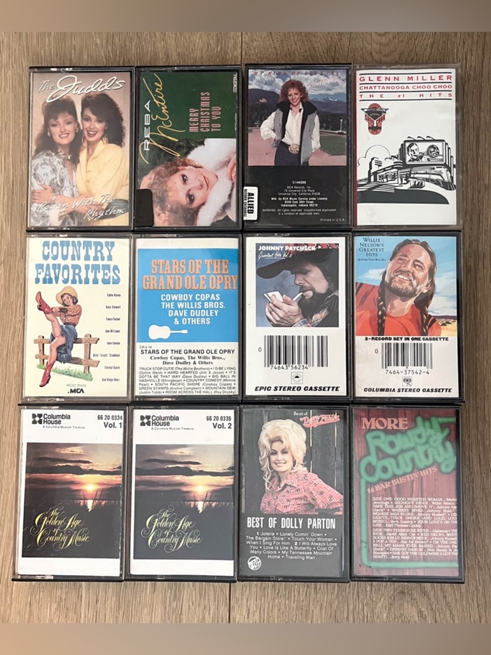 12 Country Cassettes - Dolly Parton, Willie Nelson, Reba McEntire, & More!